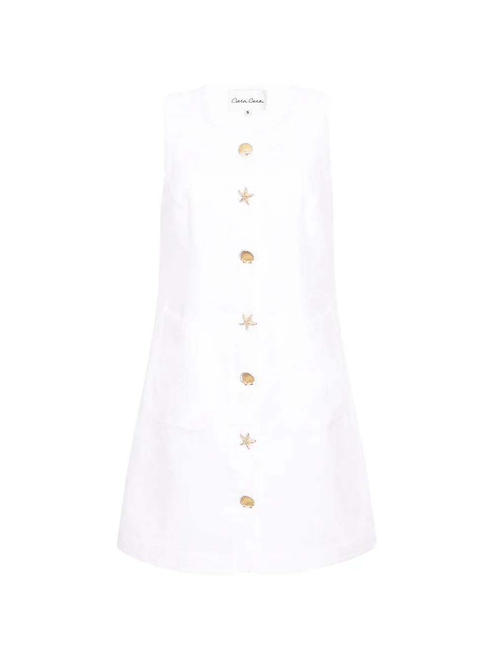 Cara Cara Rhapsody shell-button mini dress - White