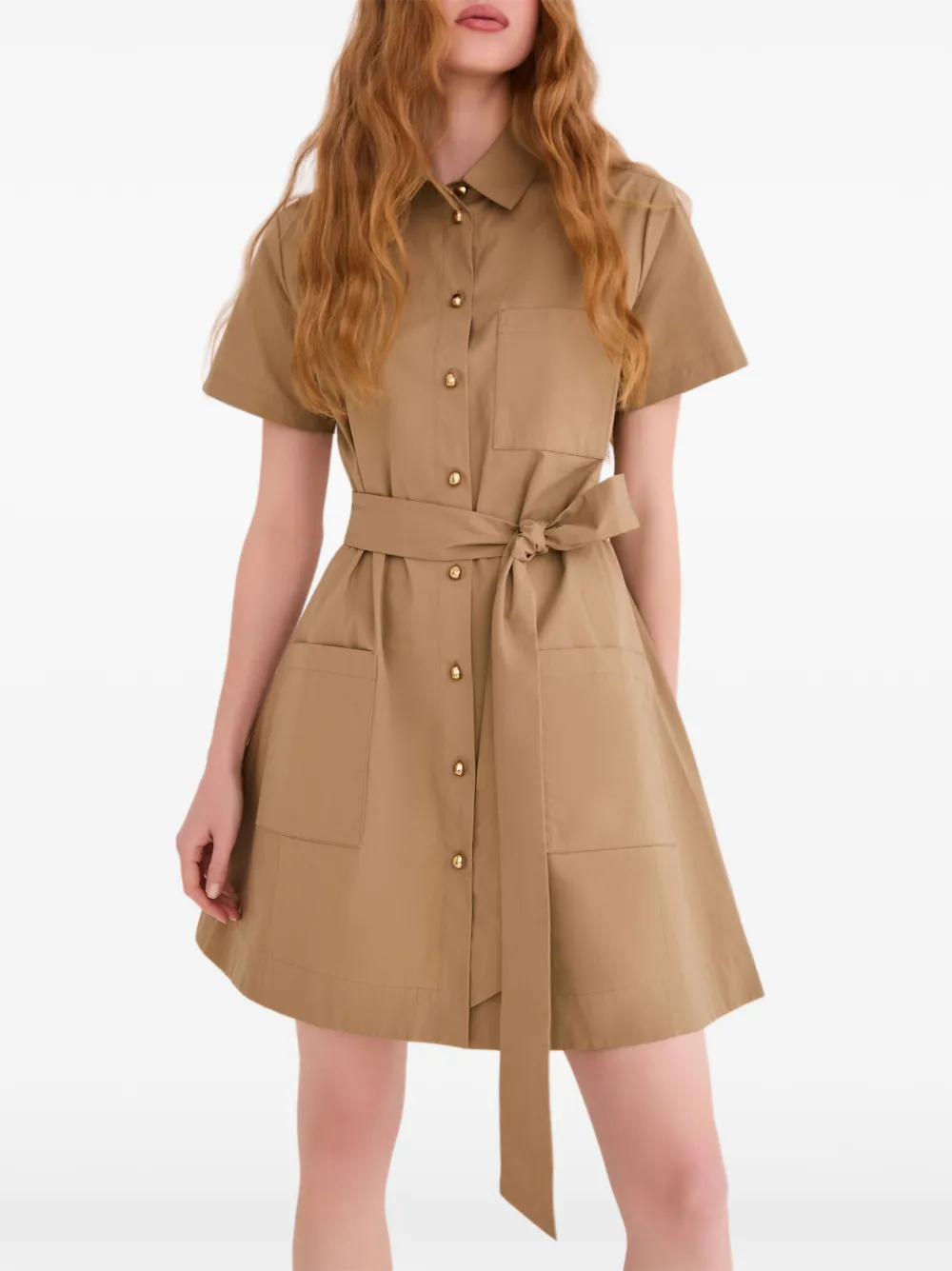 Cara Cara Lagos belted shirt mini dress - Marrone