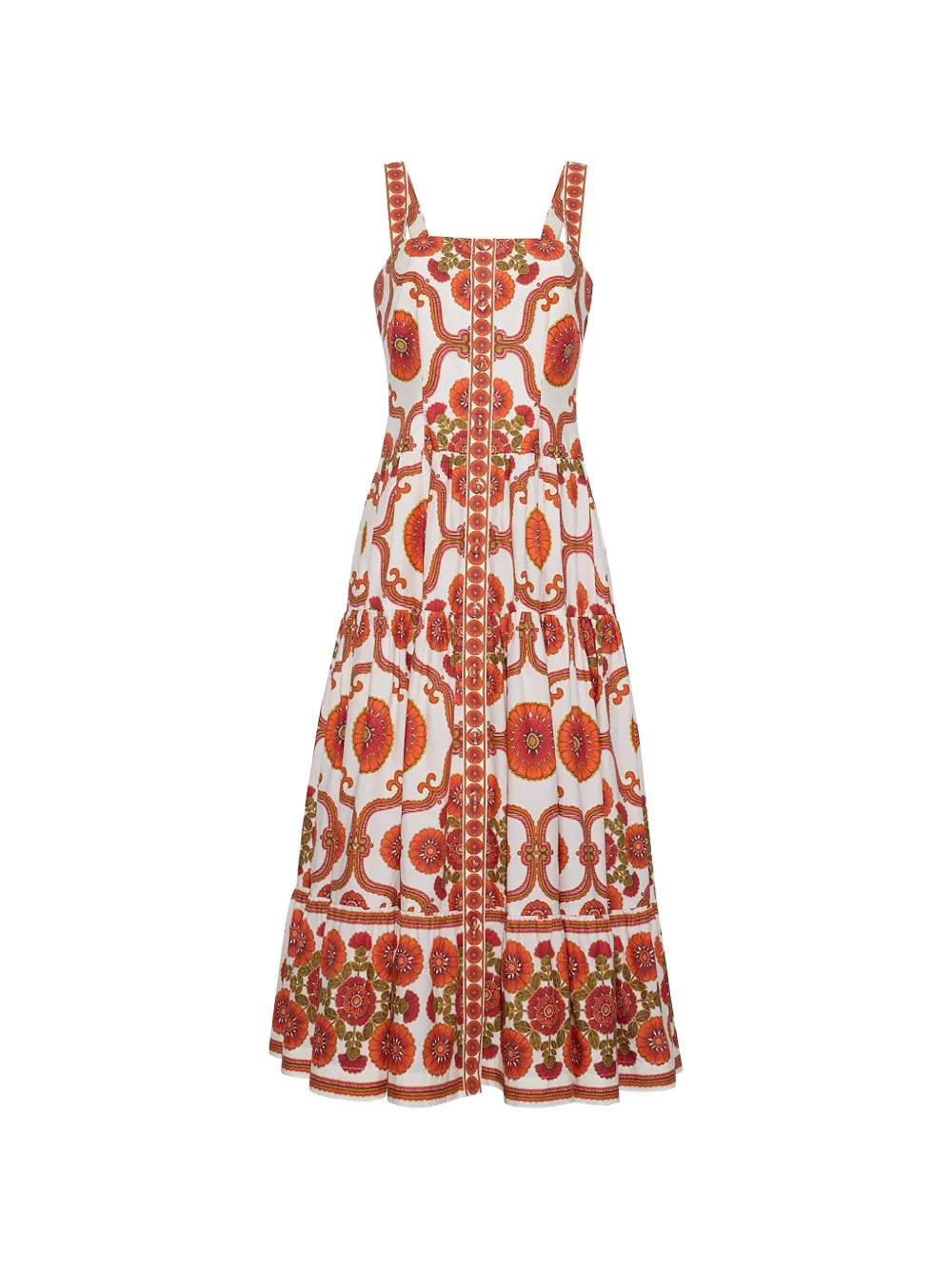 Cara Cara Margarita floral-print tiered midi dress - White