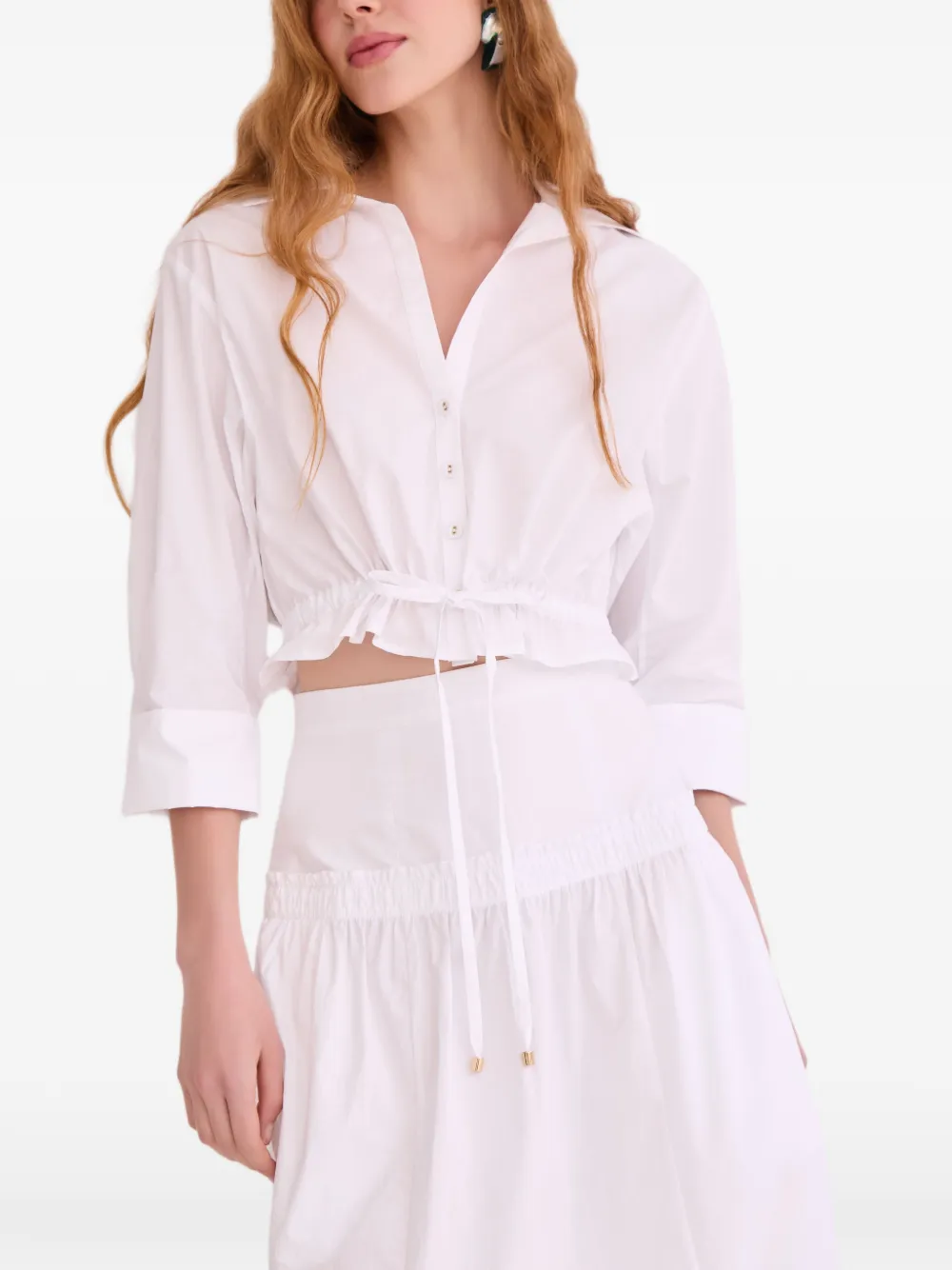 Cara Oscar blouse met trekkoord afwerking Wit