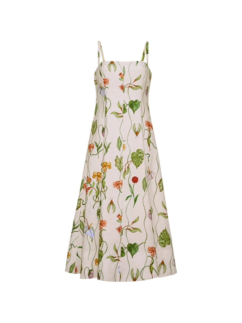 Cara Cara floral-print linen dress - White
