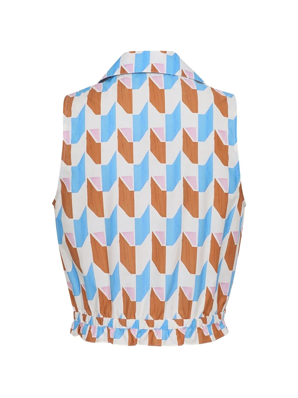Cara Hannah cropped top met geometrische print Beige