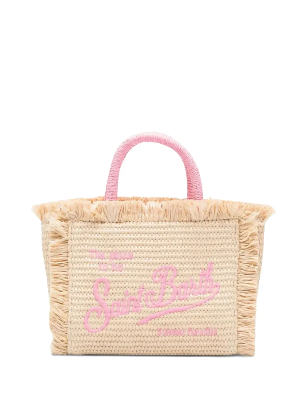 MC2 Saint Barth Kids Shopper met borduurwerk en franje Beige