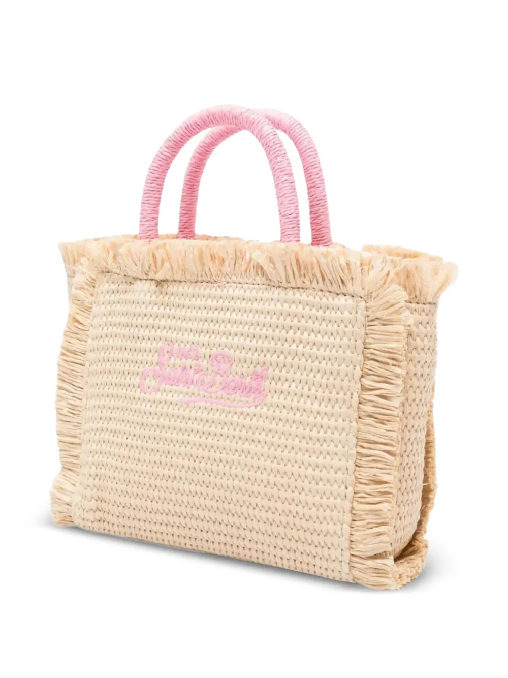 MC2 Saint Barth Kids Shopper met borduurwerk en franje Beige