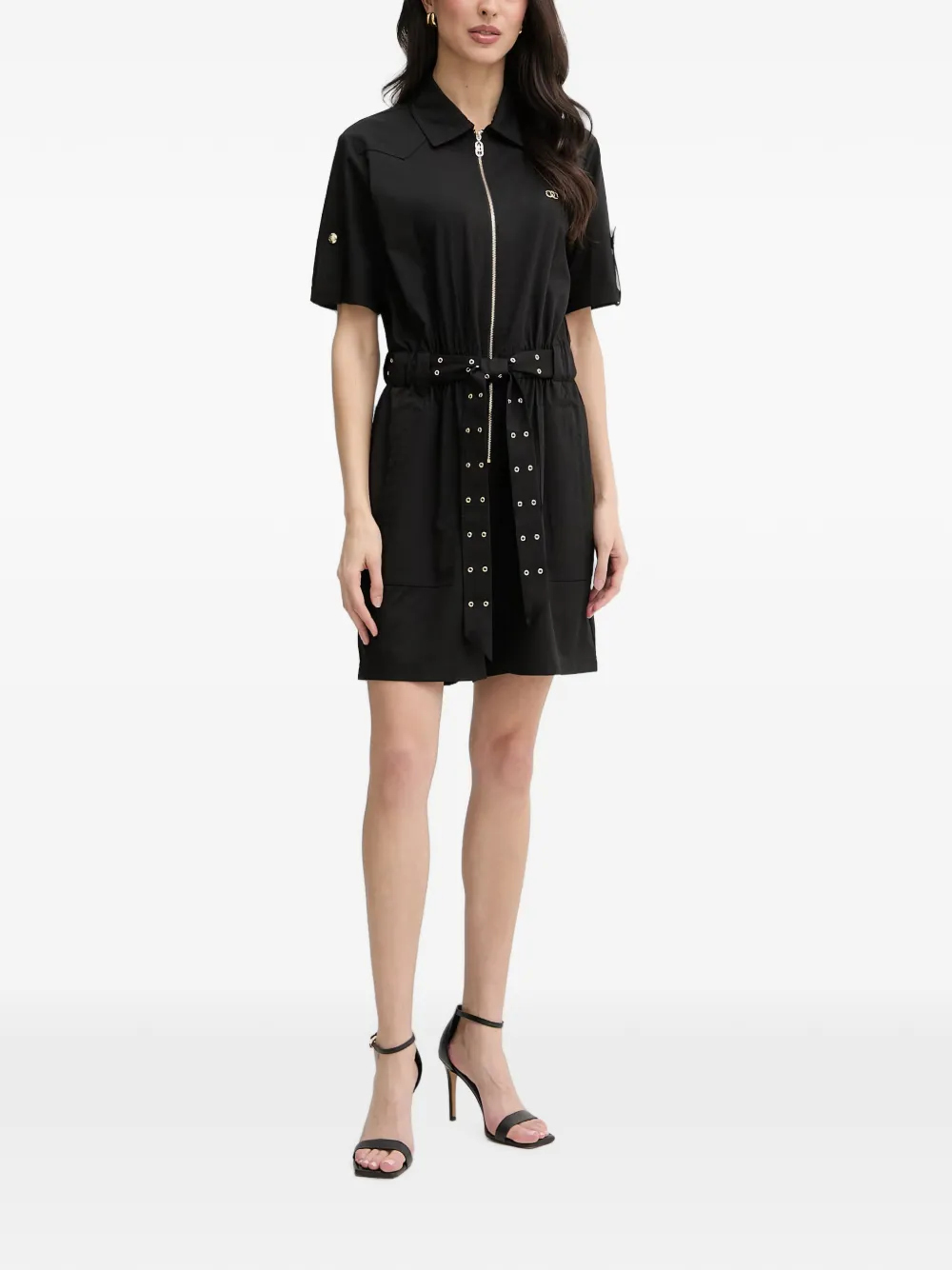 Liu •jo Belted Zip-up Playsuit In Black