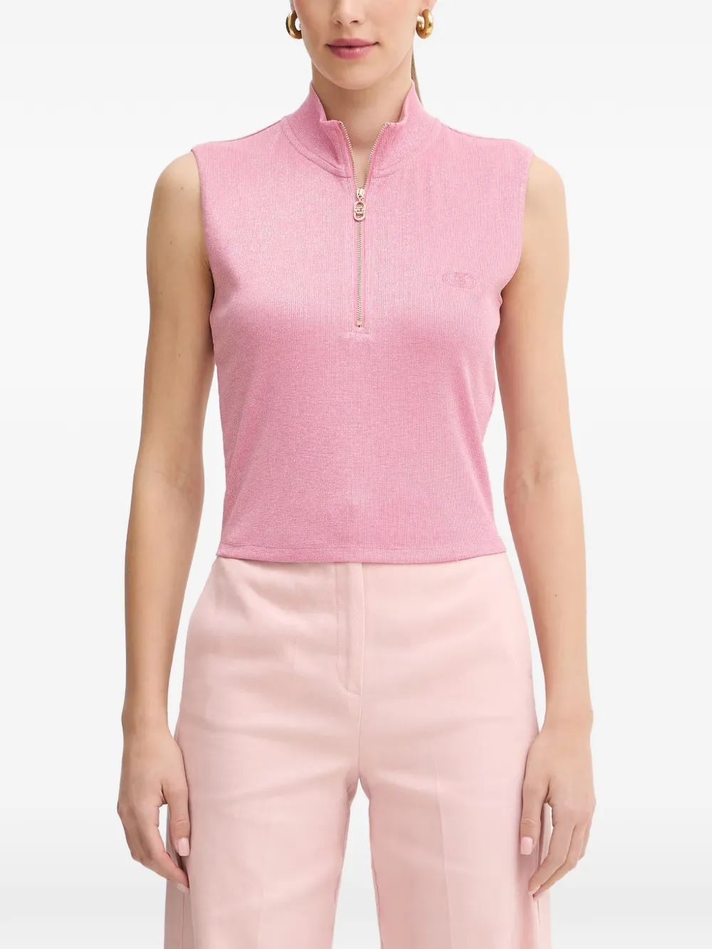 LIU JO quarter-zip sleeveless top - Rosa