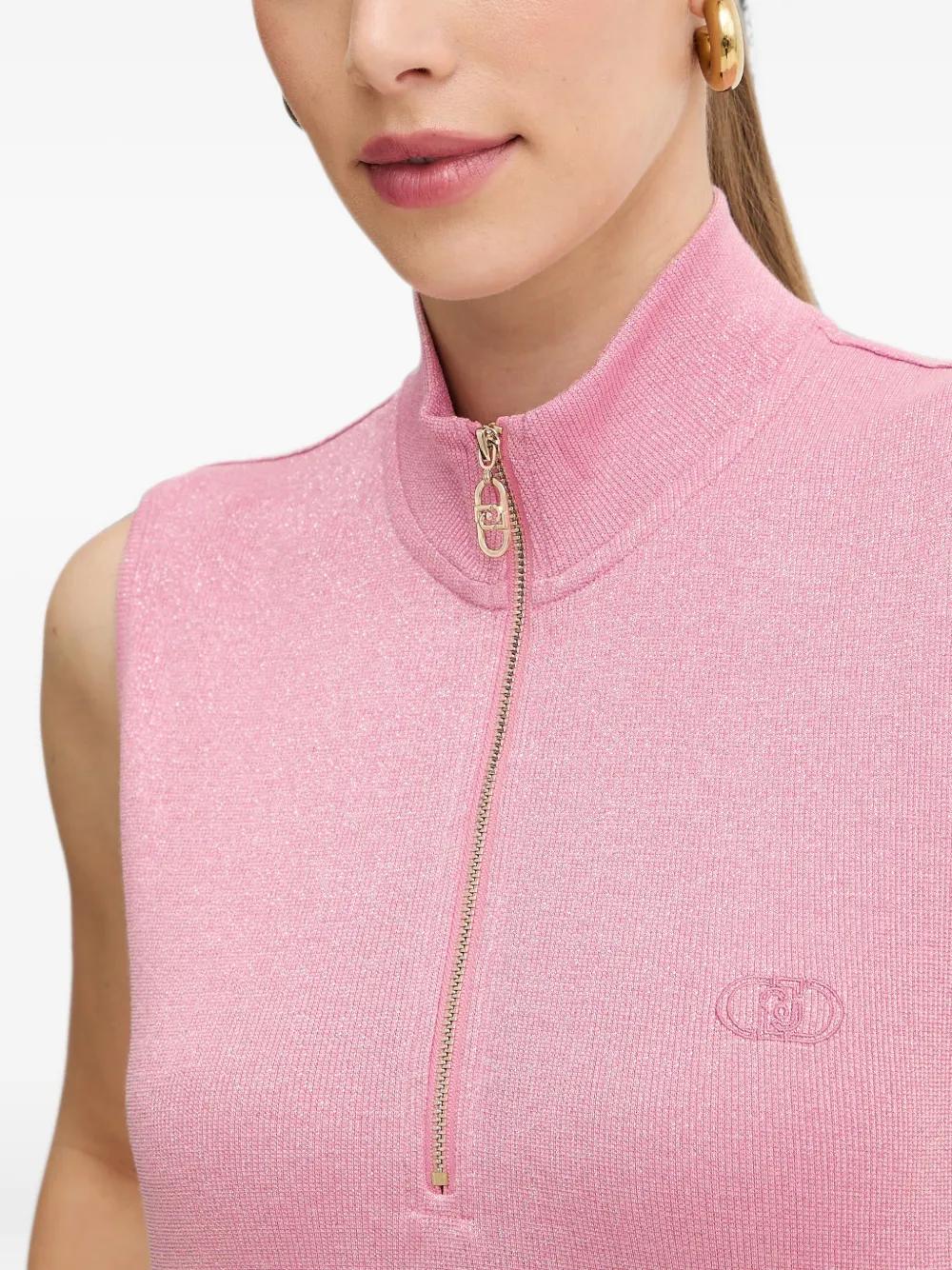 LIU JO Mouwloze top met kwartrits Roze