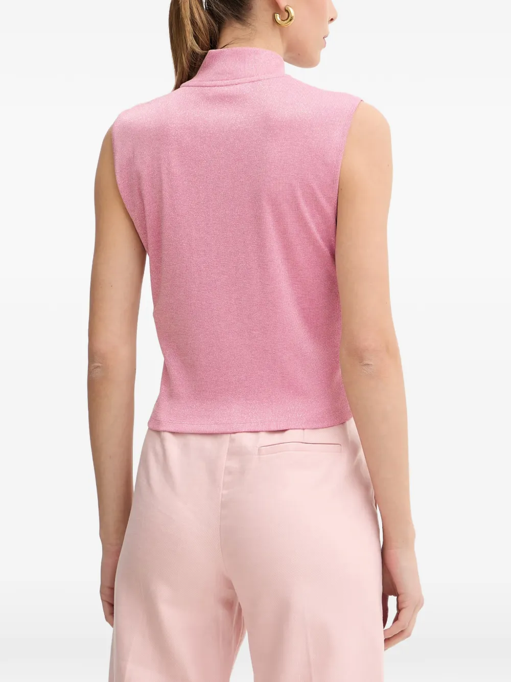 LIU JO Mouwloze top met kwartrits Roze