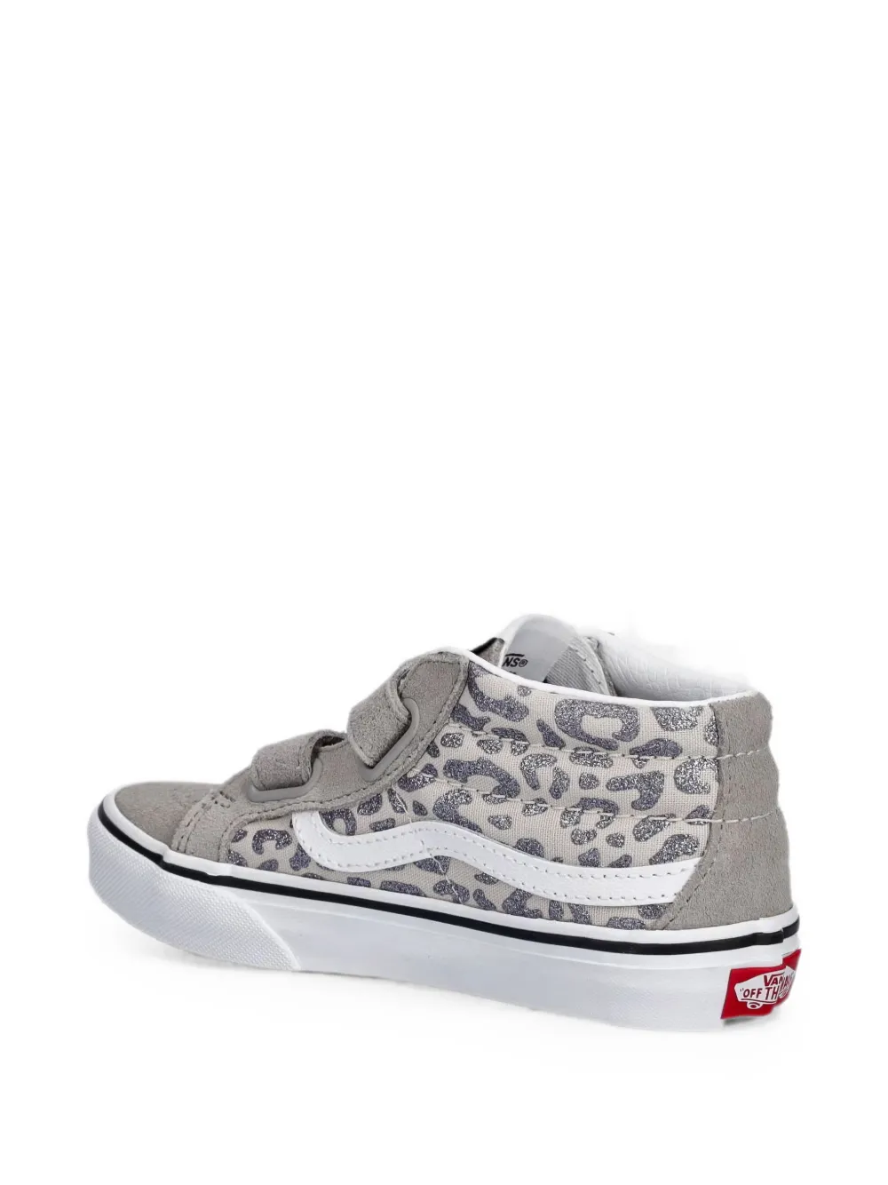 Vans Kids SK8-Mid leopard-print touch-strap sneakers Grijs