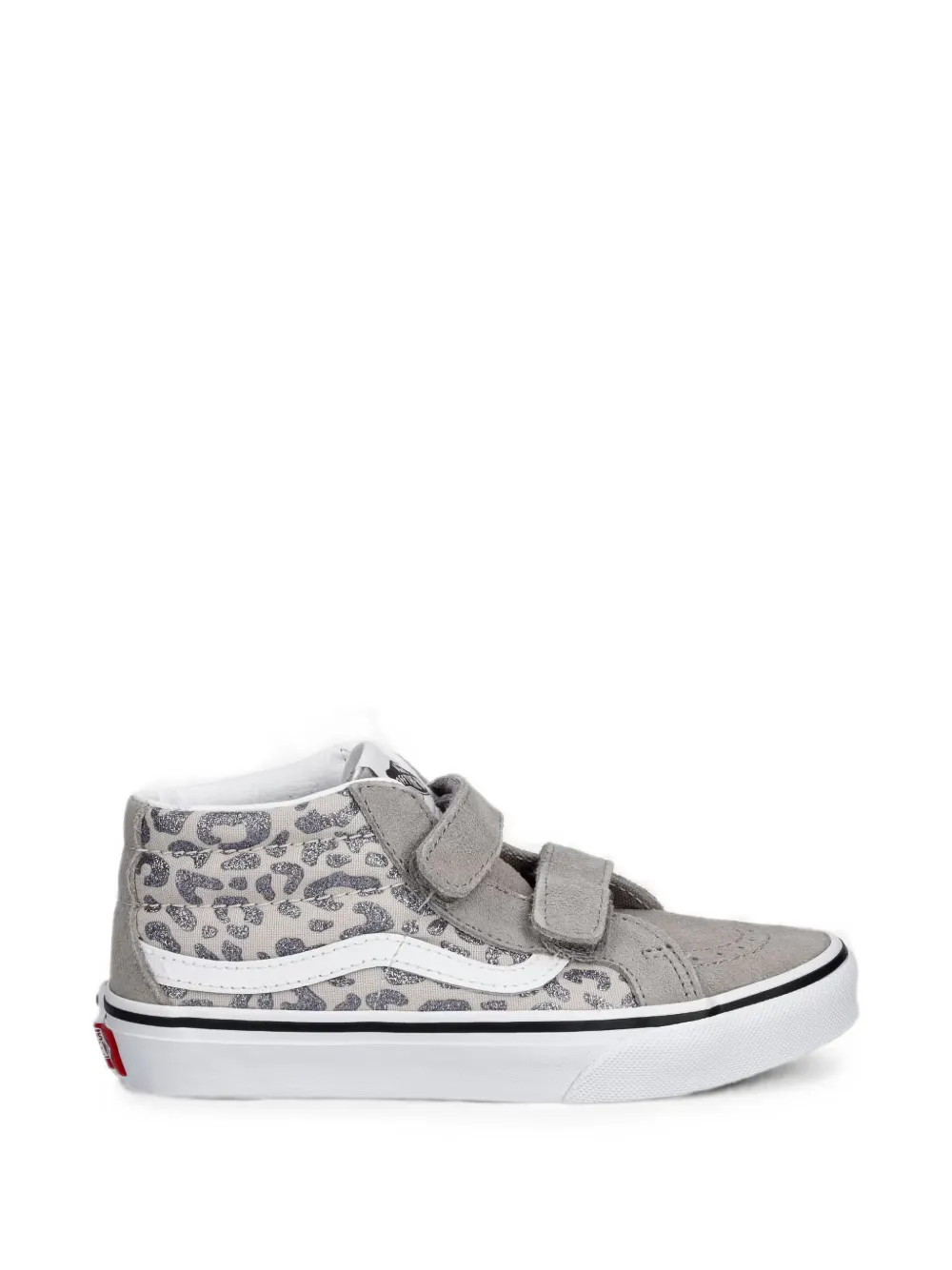 Vans Kids SK8-Mid leopard-print touch-strap sneakers Grijs