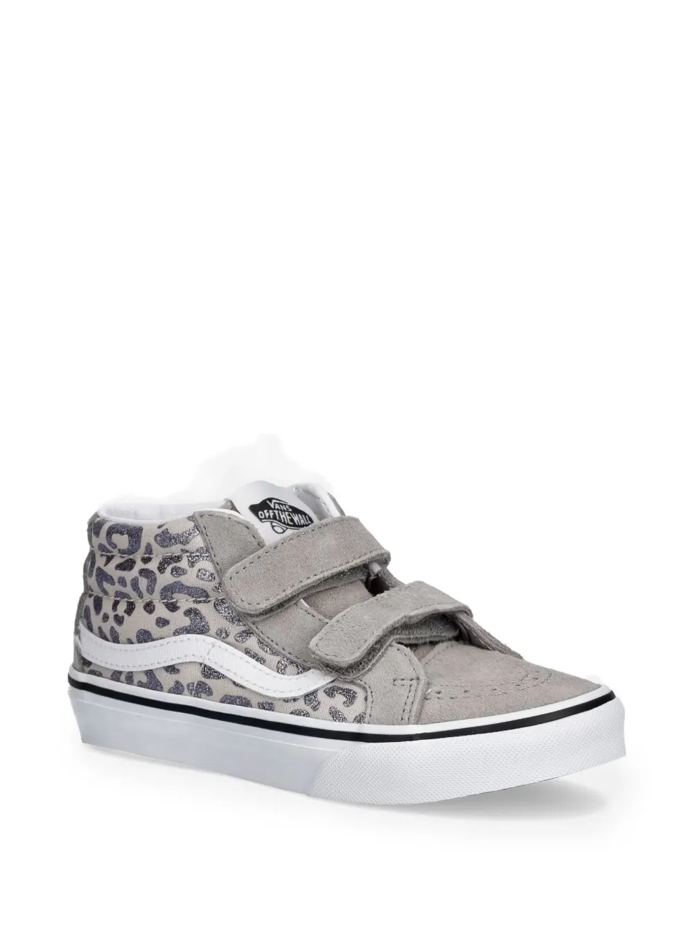 Vans Kids SK8-Mid leopard-print touch-strap sneakers - Grigio