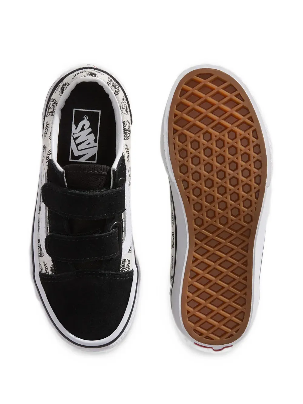Vans Kids Old Skool V skull print low-top sneakers Wit