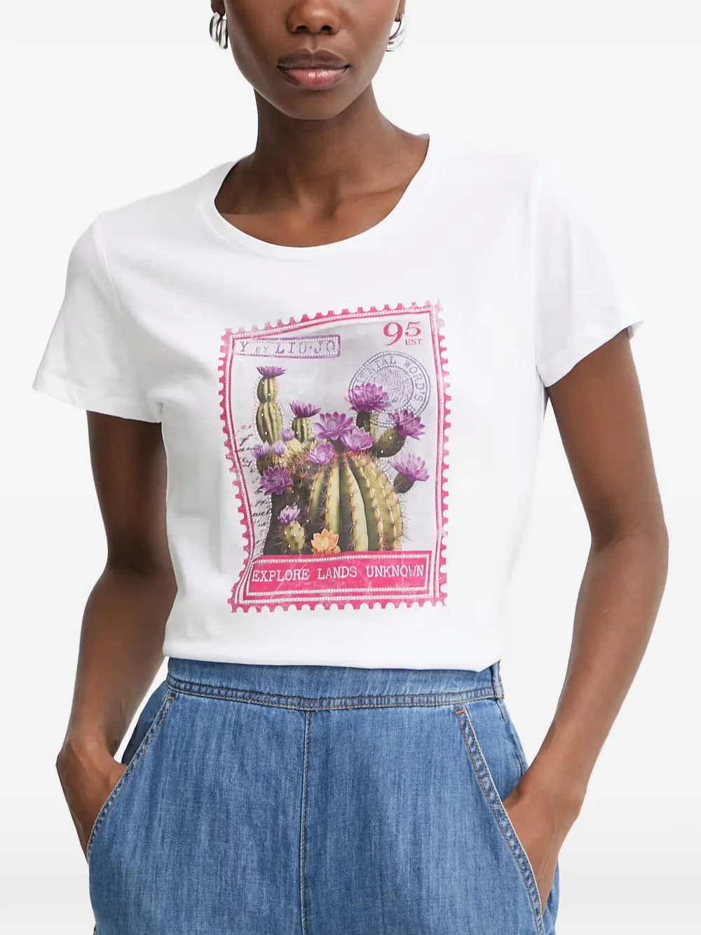 LIU JO T-shirt with print and appliqués - Weiß