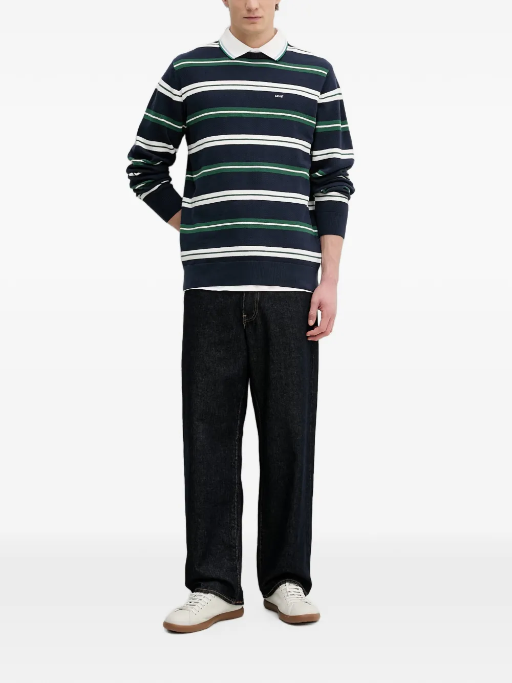 Levi's Housemark striped cotton sweater Blauw