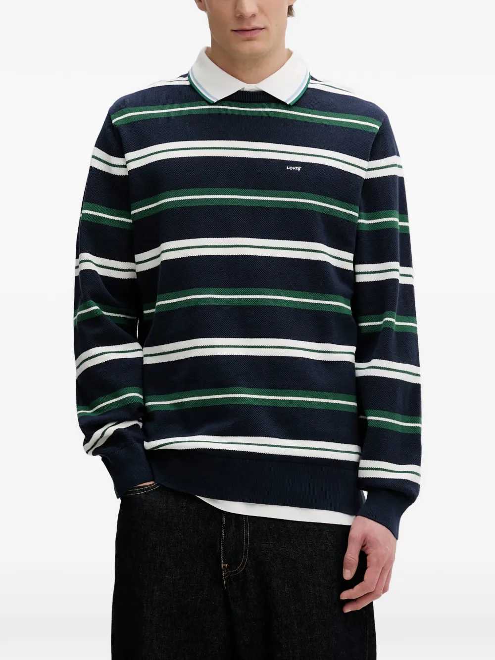 Levi's Maglione Housemark in cotone a righe - Blu