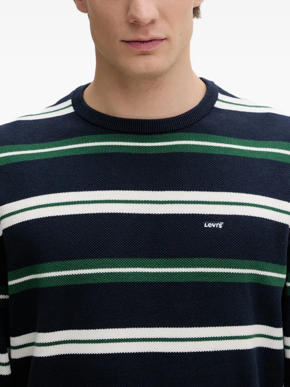 Levi's Housemark striped cotton sweater Blauw