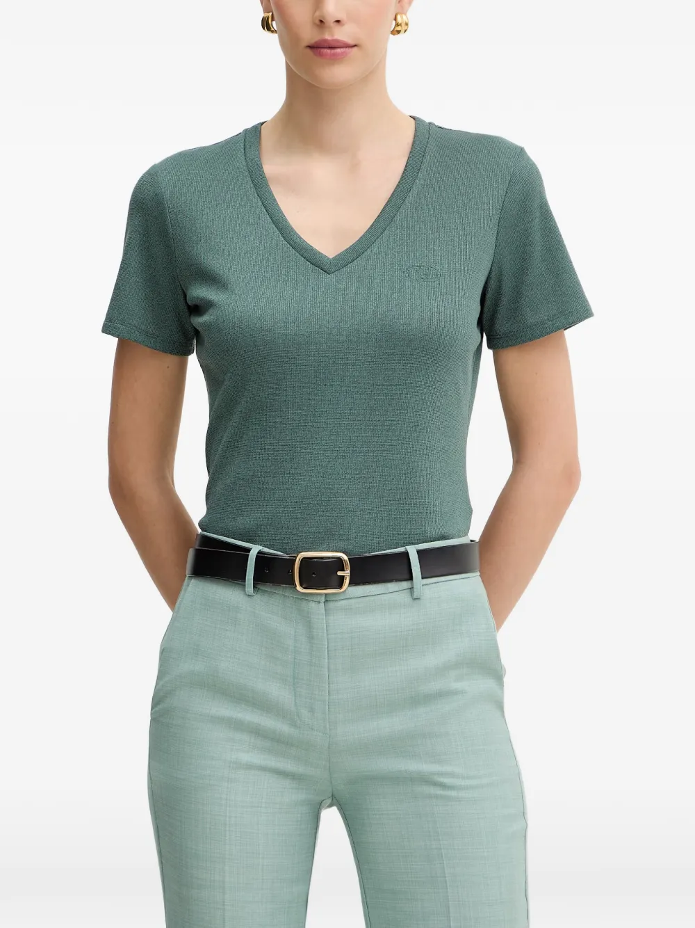 LIU JO V-neck logo-embroidered T-shirt - Grün