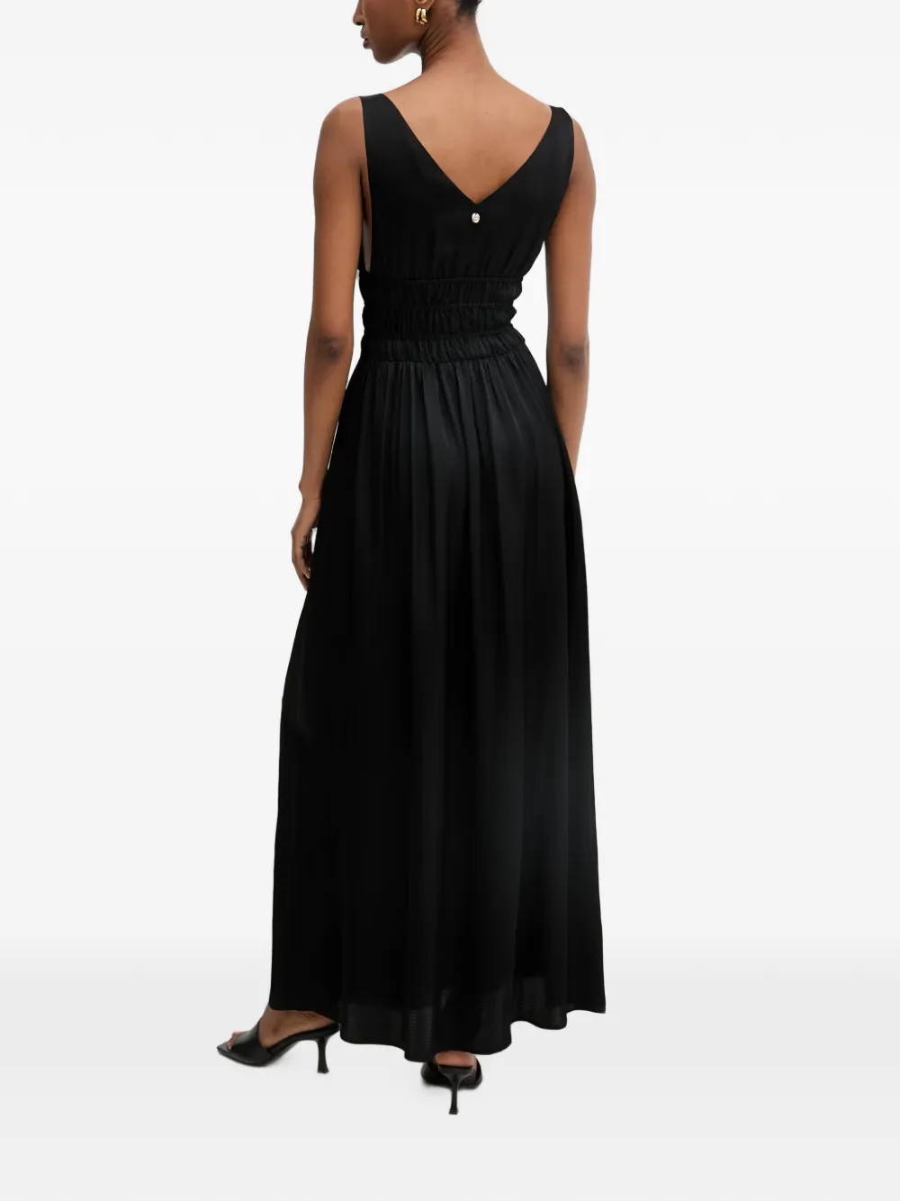 LIU JO Maxi-jurk met V-hals en gesmockte taille Zwart