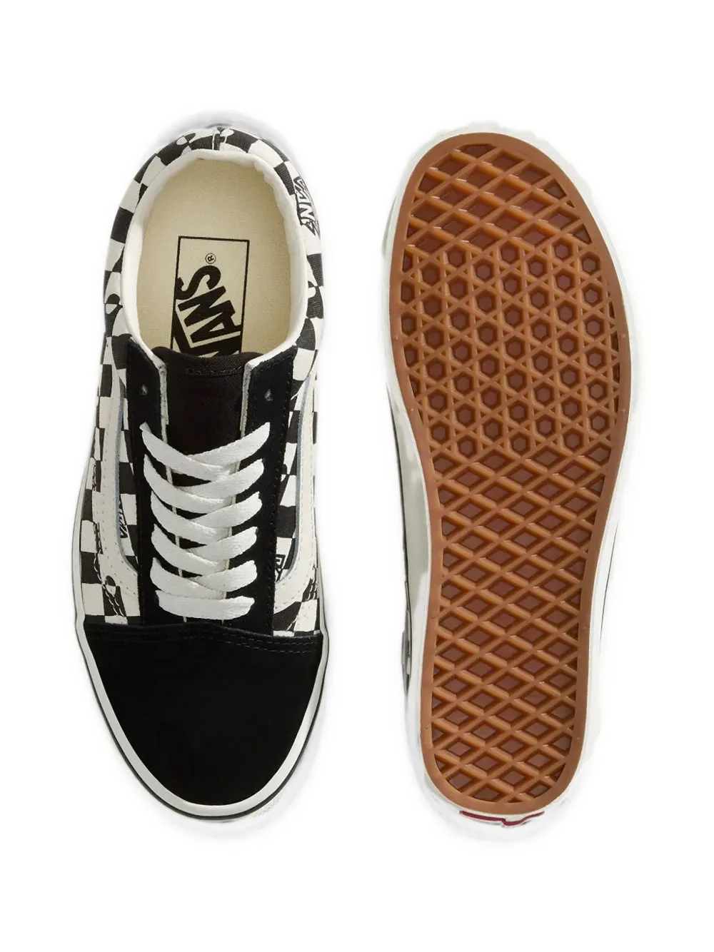 Vans Kids Old Skool checkerboard sneakers Zwart