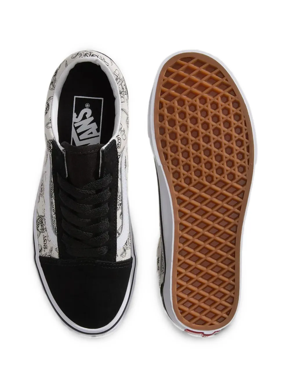 Vans Kids Old Skool skull-print sneakers Wit