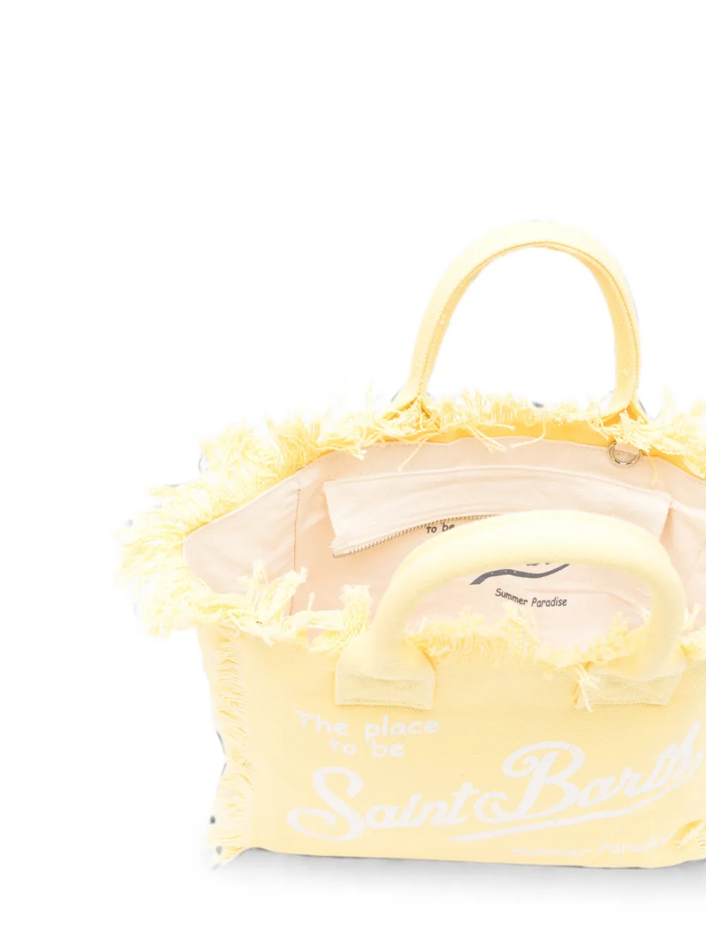 MC2 Saint Barth Colette shopper met franje logoprint Geel