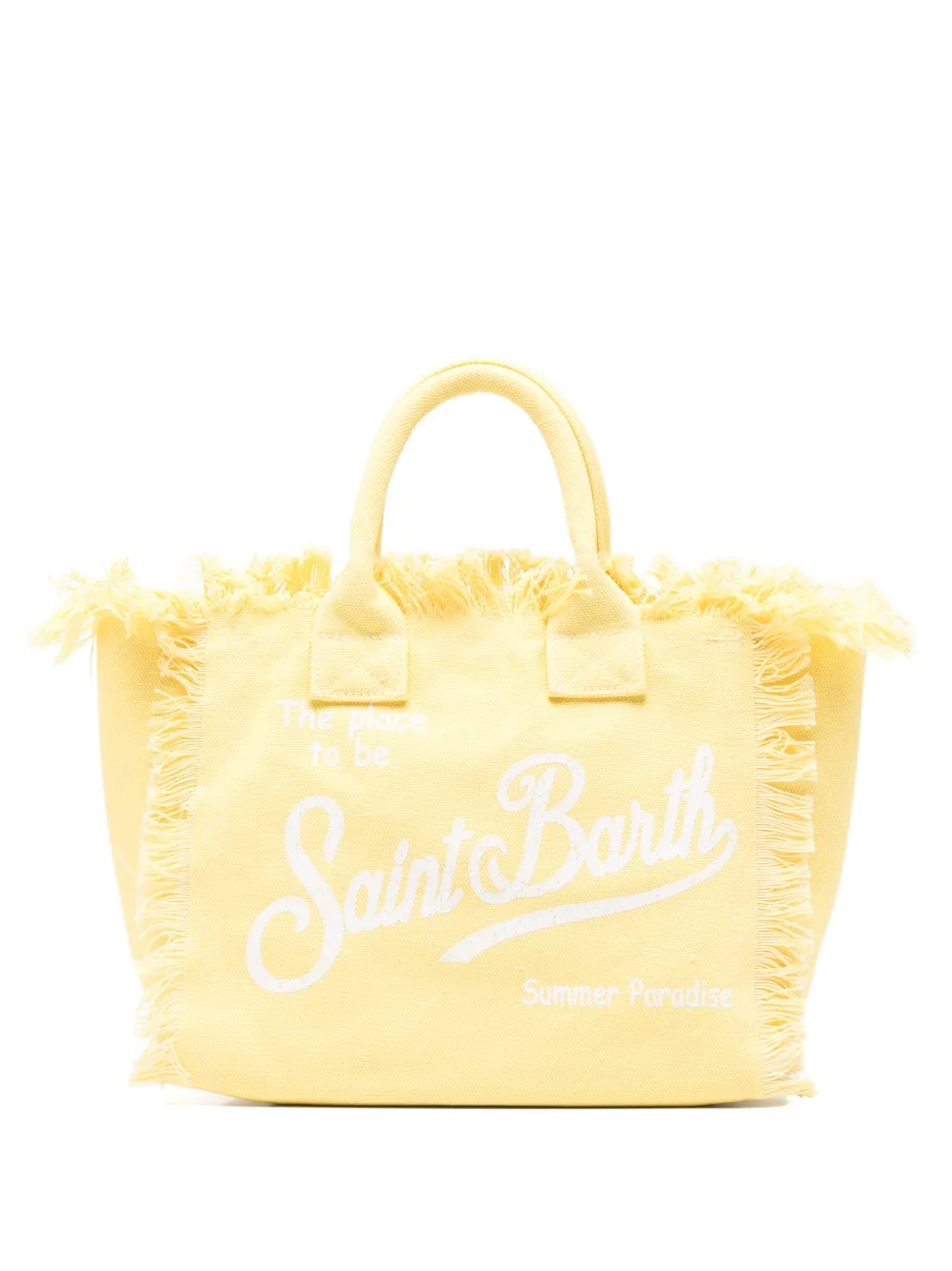 MC2 Saint Barth Colette shopper met franje logoprint Geel