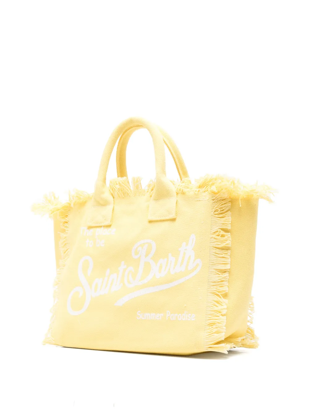MC2 Saint Barth Colette shopper met franje logoprint Geel