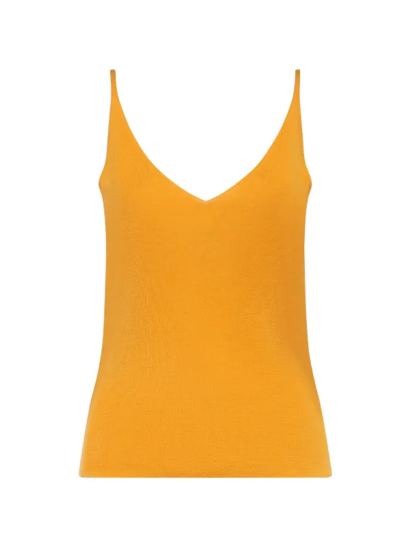 Loro Piana V-neck Knitted Top in Orange