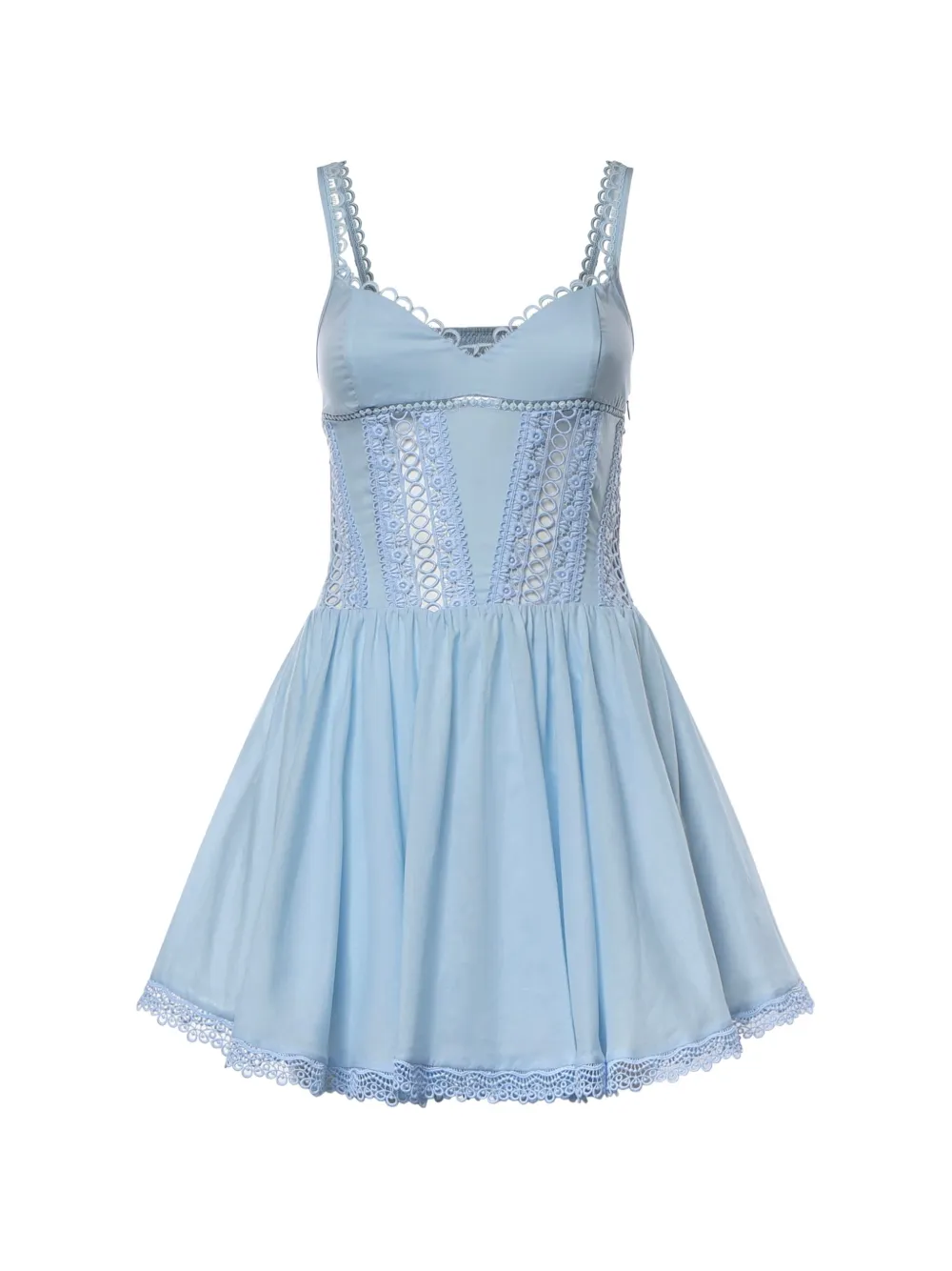 Charo Ruiz Ibiza Gardenia lace-trim pleated mini dress - Blu