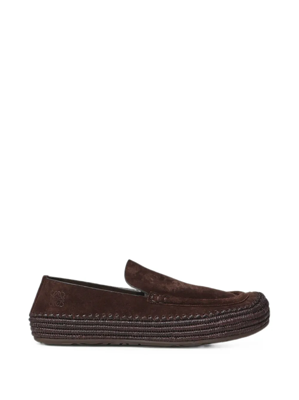 LOEWE Rio braided-sole suede loafers - Braun