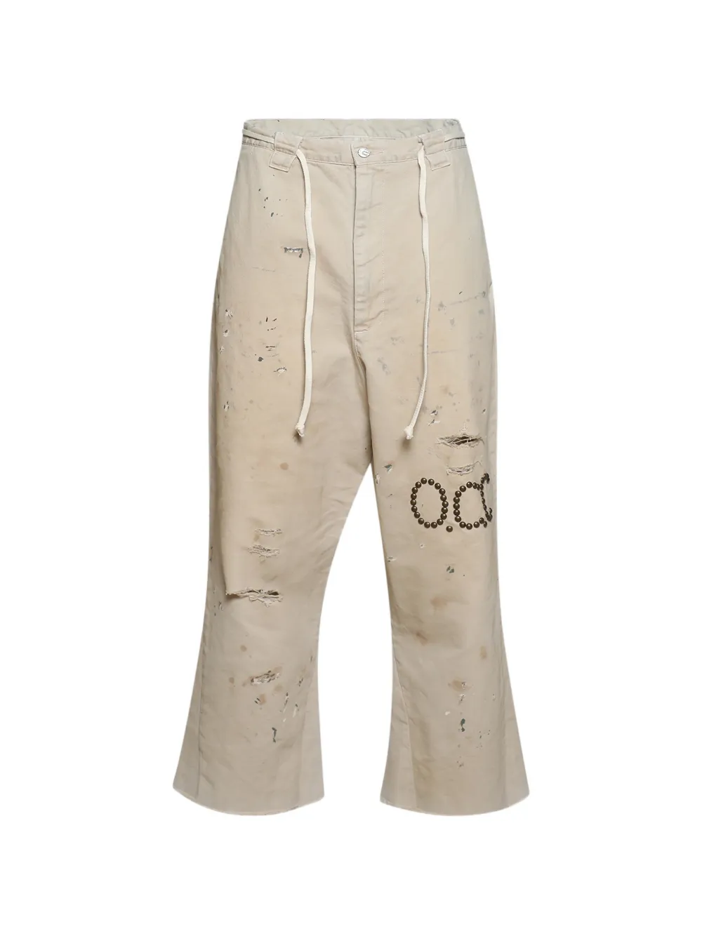 RIVINGTON ROI REBIS Raw He distressed studded trousers - Toni neutri