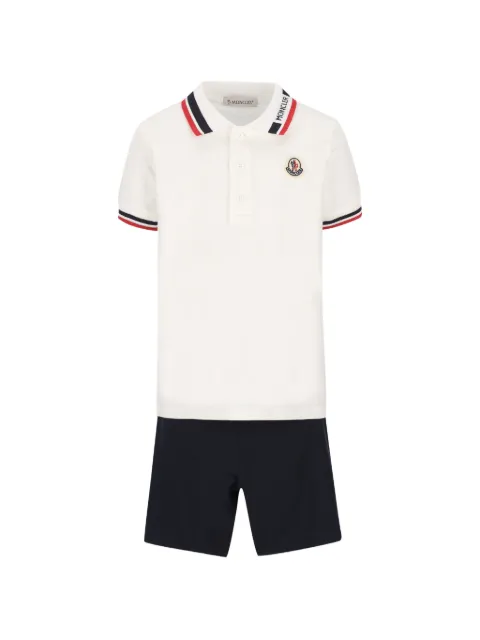 Moncler Enfant logo-patch striped-trim polo-shirt and shorts set