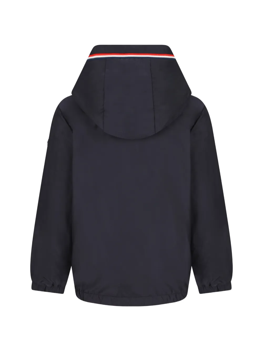 Moncler Enfant Jack met gestreepte afwerking en capuchon Blauw