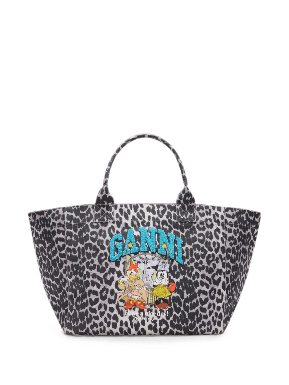 GANNI leopard-print tote bag - Grigio