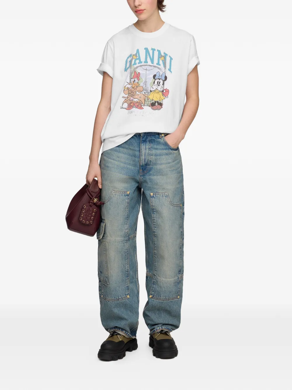GANNI T-shirt met print Wit