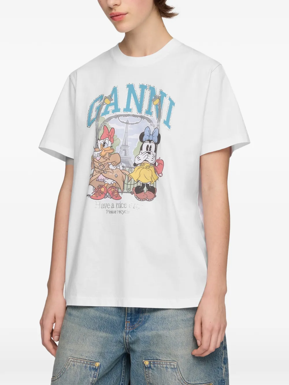 GANNI T-shirt met print Wit