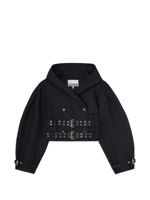 GANNI double-belt hooded jacket
