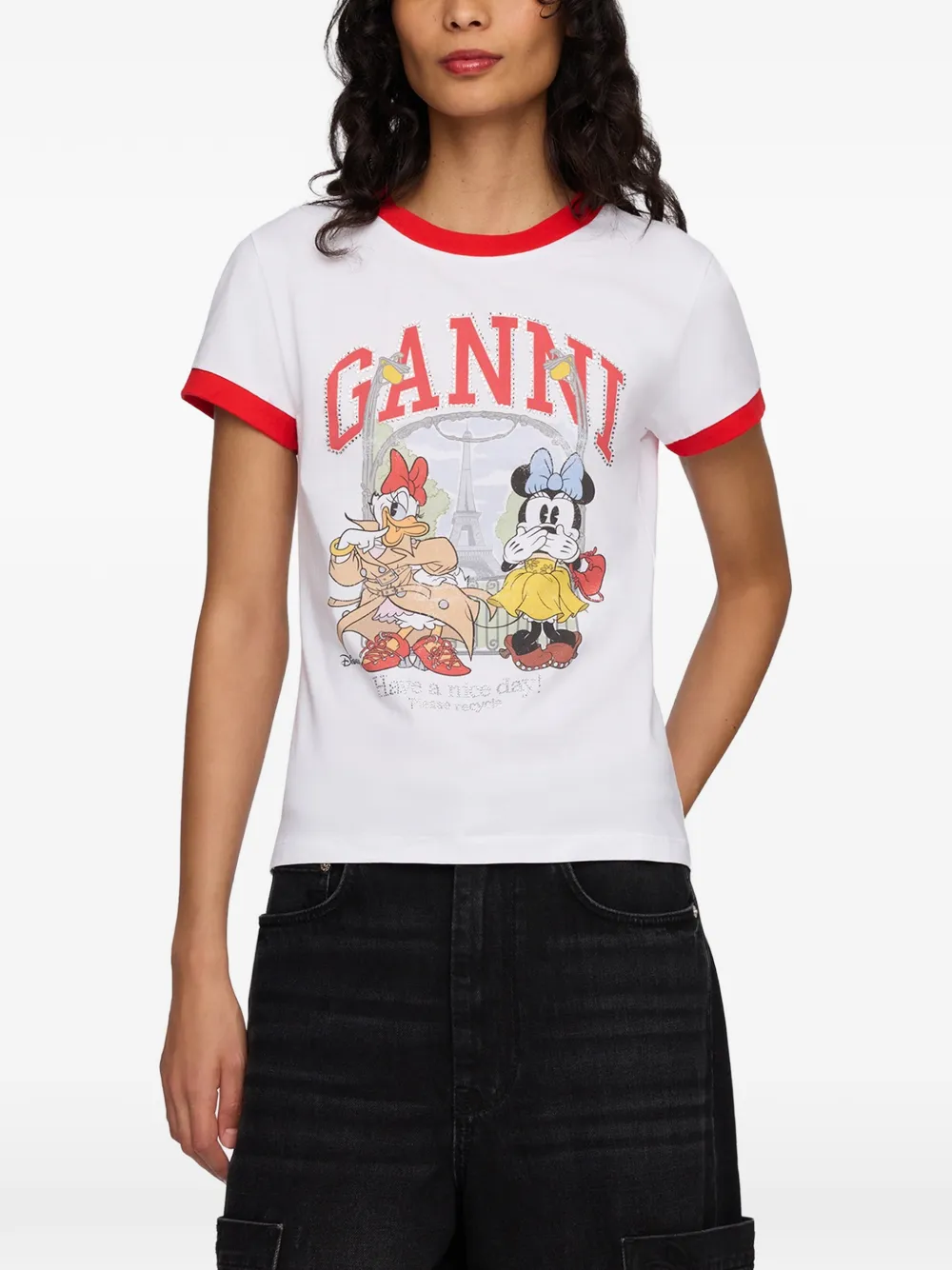 GANNI T-shirt met print Wit
