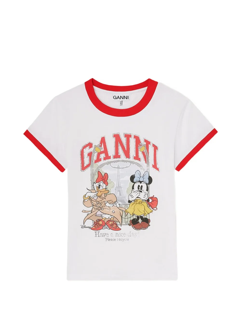 GANNI T-shirt met print Wit