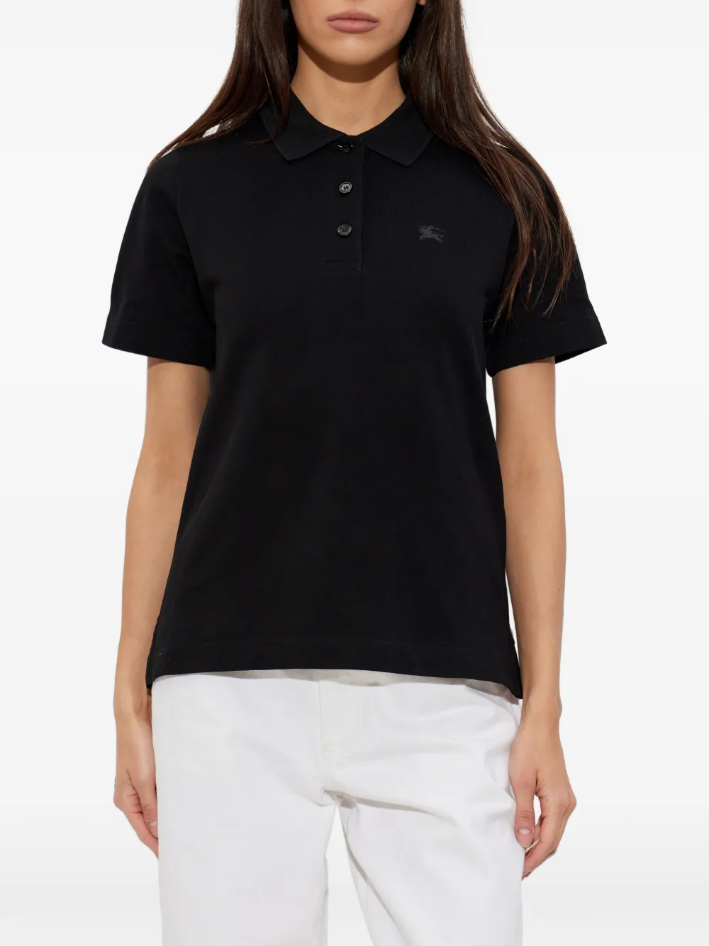Burberry Piqué poloshirt met geborduurd logo Zwart