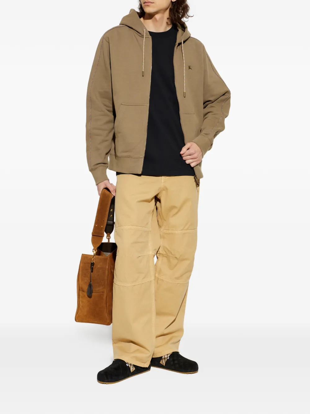 Burberry Hoodie met geborduurd logo - Bruin