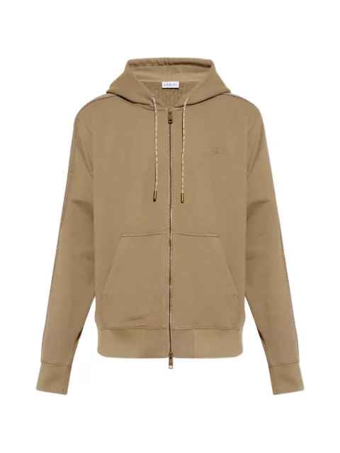 Burberry logo-embroidered zip-up hoodie