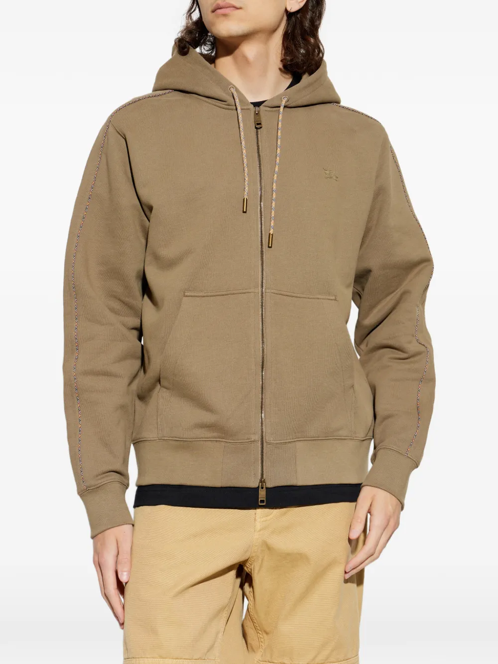 Burberry Hoodie met geborduurd logo Bruin