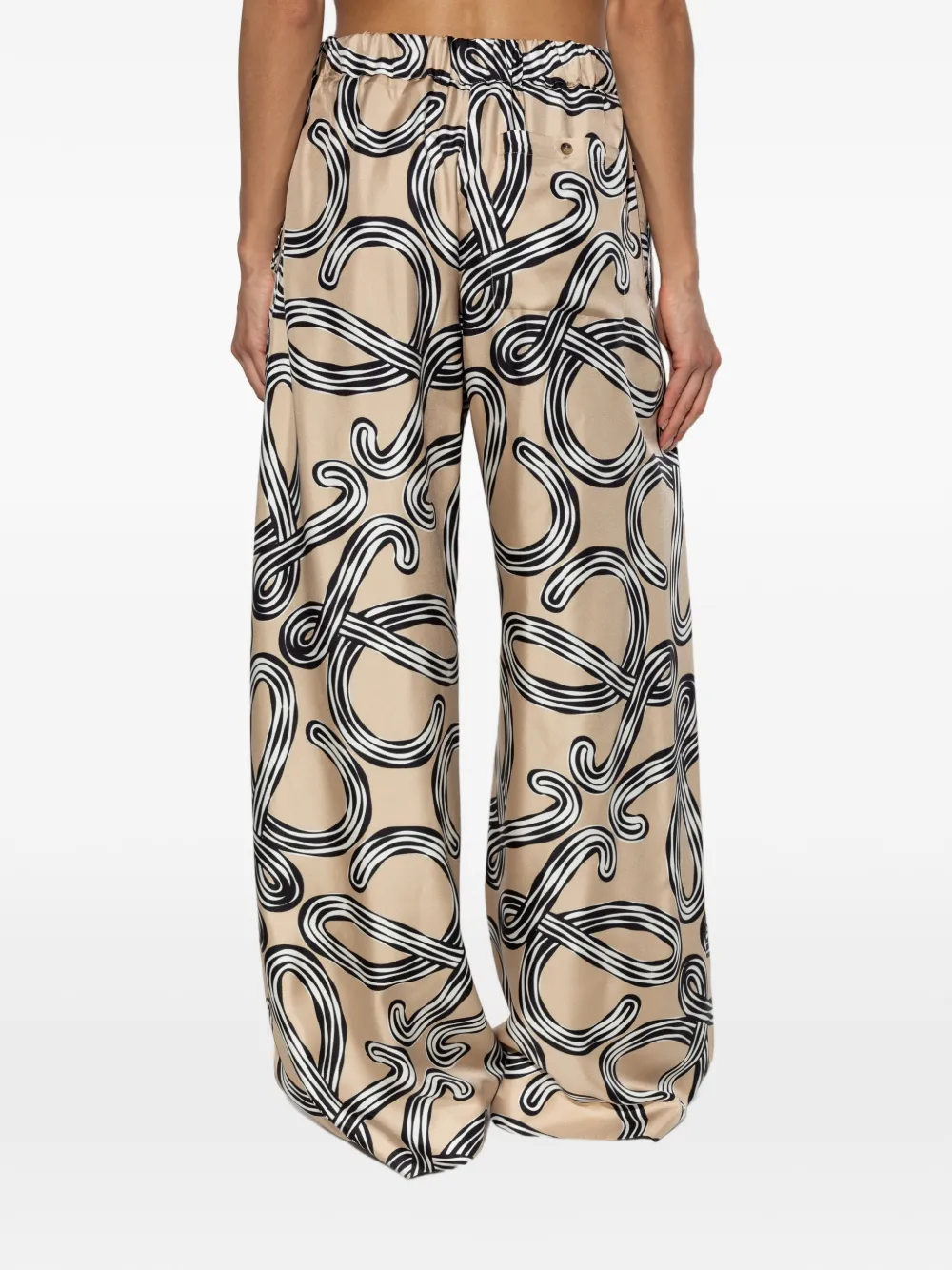 LOEWE Broek met Anagram-print van zijde-satijn Beige