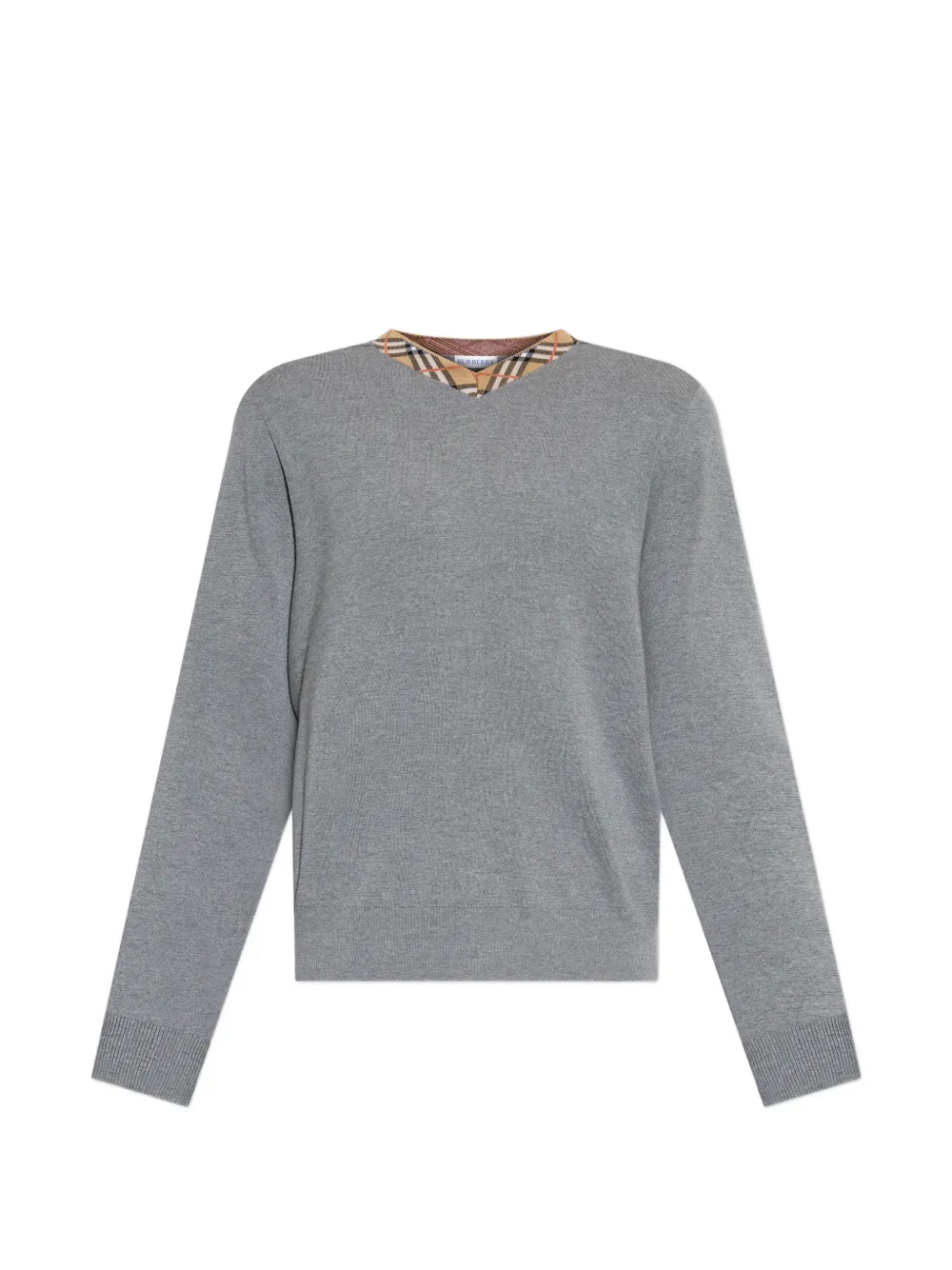Burberry Maxim check-trim V-neck sweater - Grigio