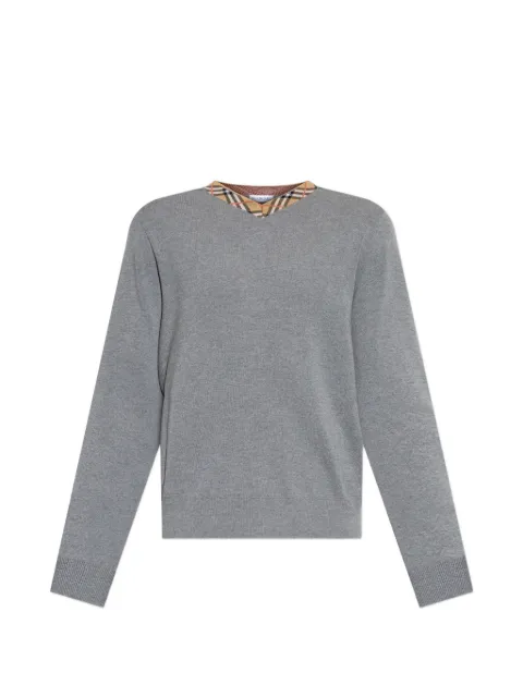 Burberry Maxim check-trim V-neck sweater