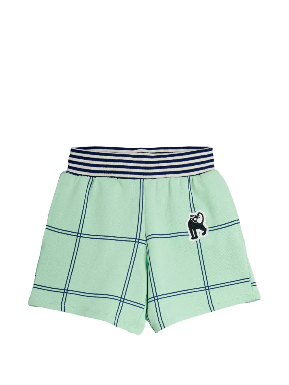 Mini Rodini check-print logo-patch shorts - Verde