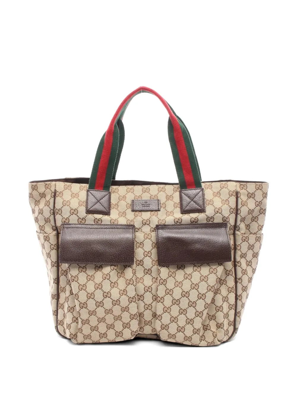 Gucci Pre-Owned Web stripe GG canvas tote bag - Braun