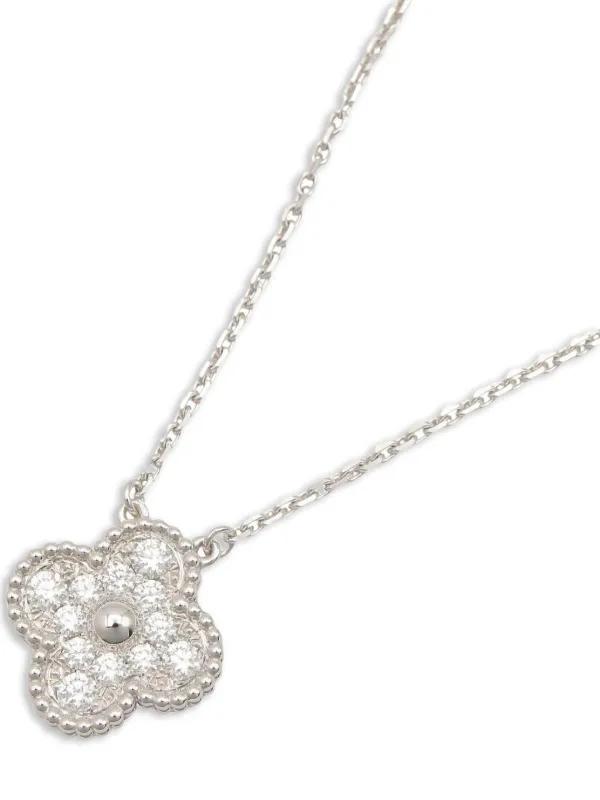 Van Cleef & Arpels Pre-owned Alhambra Diamond Necklace in White
