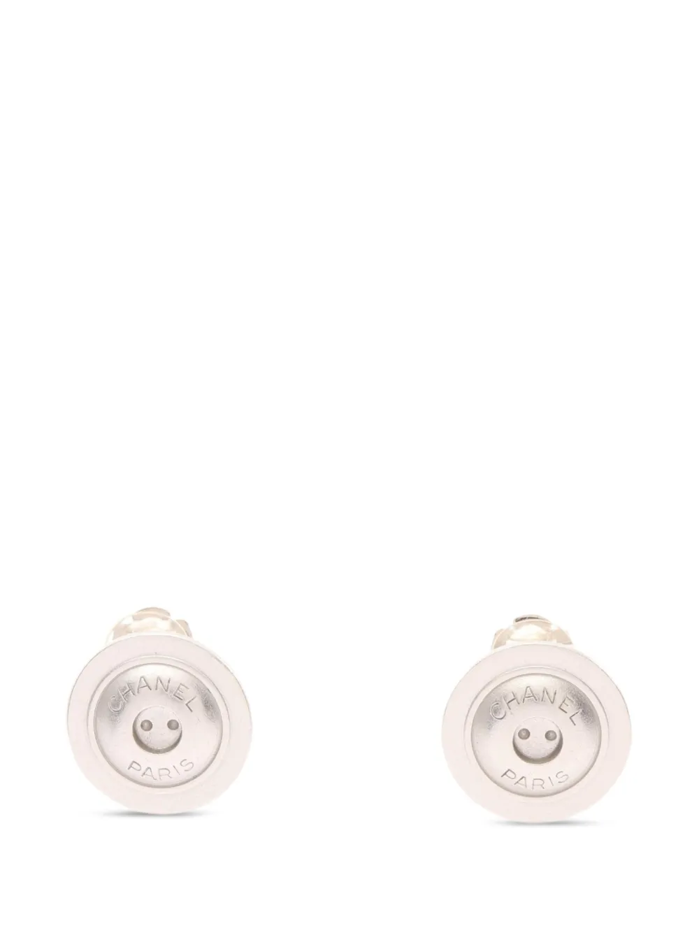 CHANEL Pre-Owned 1986-1988 logo-engraved earrings - Silver